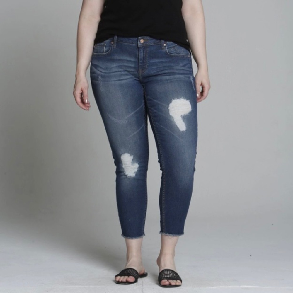 Vigoss Jagger Skinny Dark Wash Distressed Jeans Sz 18